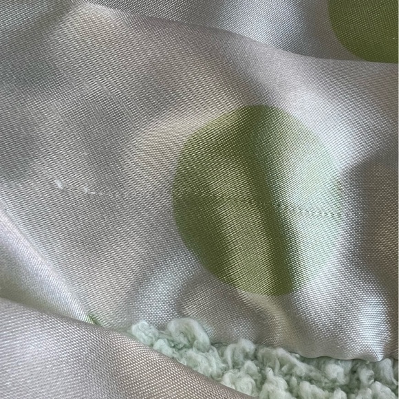 Little Giraffe Mint Green Chenille Baby Blanket Polka Dot Satin Trim 31x37 GUC - Picture 12 of 12